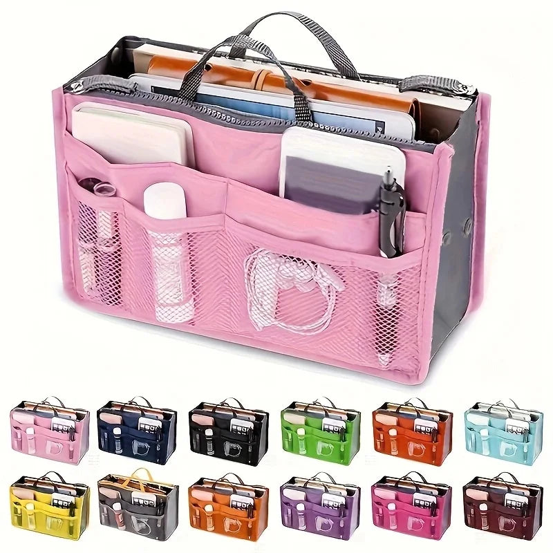 Multifunctional Bi-Fold Makeup and Toiletry Organizer Bag, Double Zipper Large Capacity