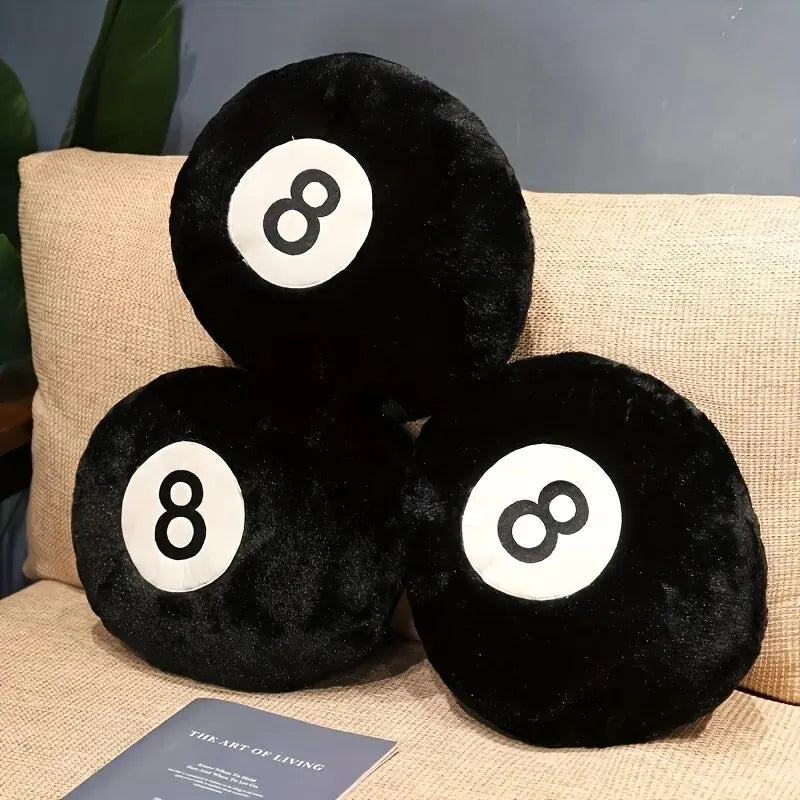 8-Ball Throw Pillow Cushion – Black Billiard Accent Pillow for Sofa, Tatami, Halloween & Christmas Decor