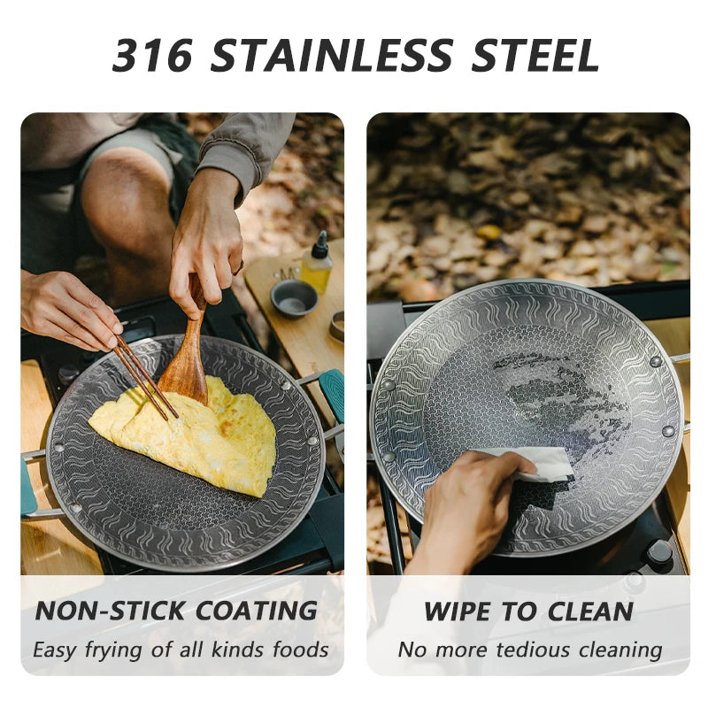 Nonstick Folding Round Grill Pan Portable Outdoor BBQ Griddle for Camping & Picnic