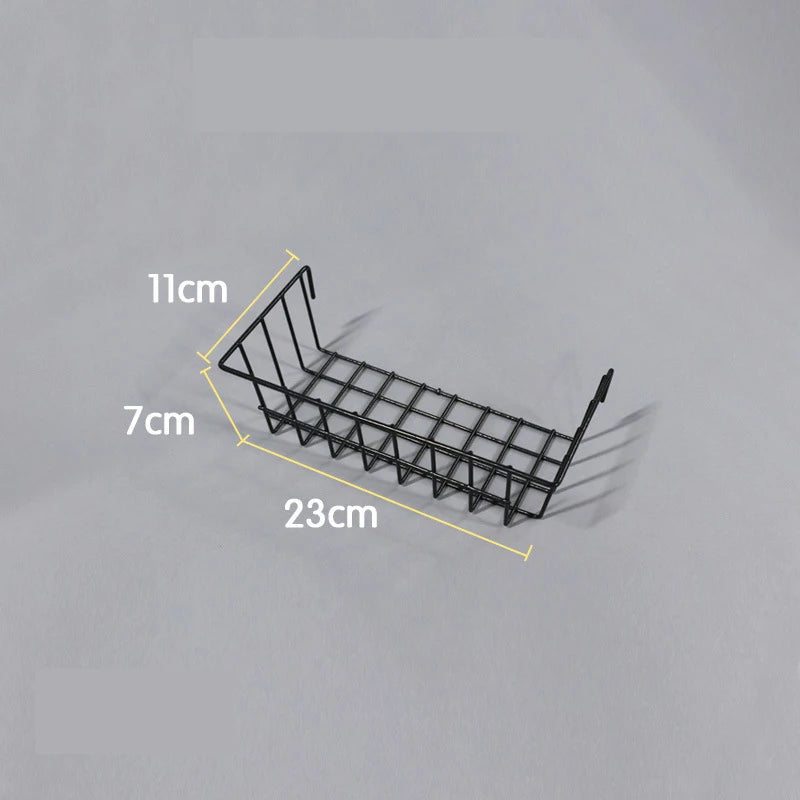Wall Mounted Wire Grid Organizer with Removable Baskets, Hooks and Shelves, Iron Mesh Storage Panel