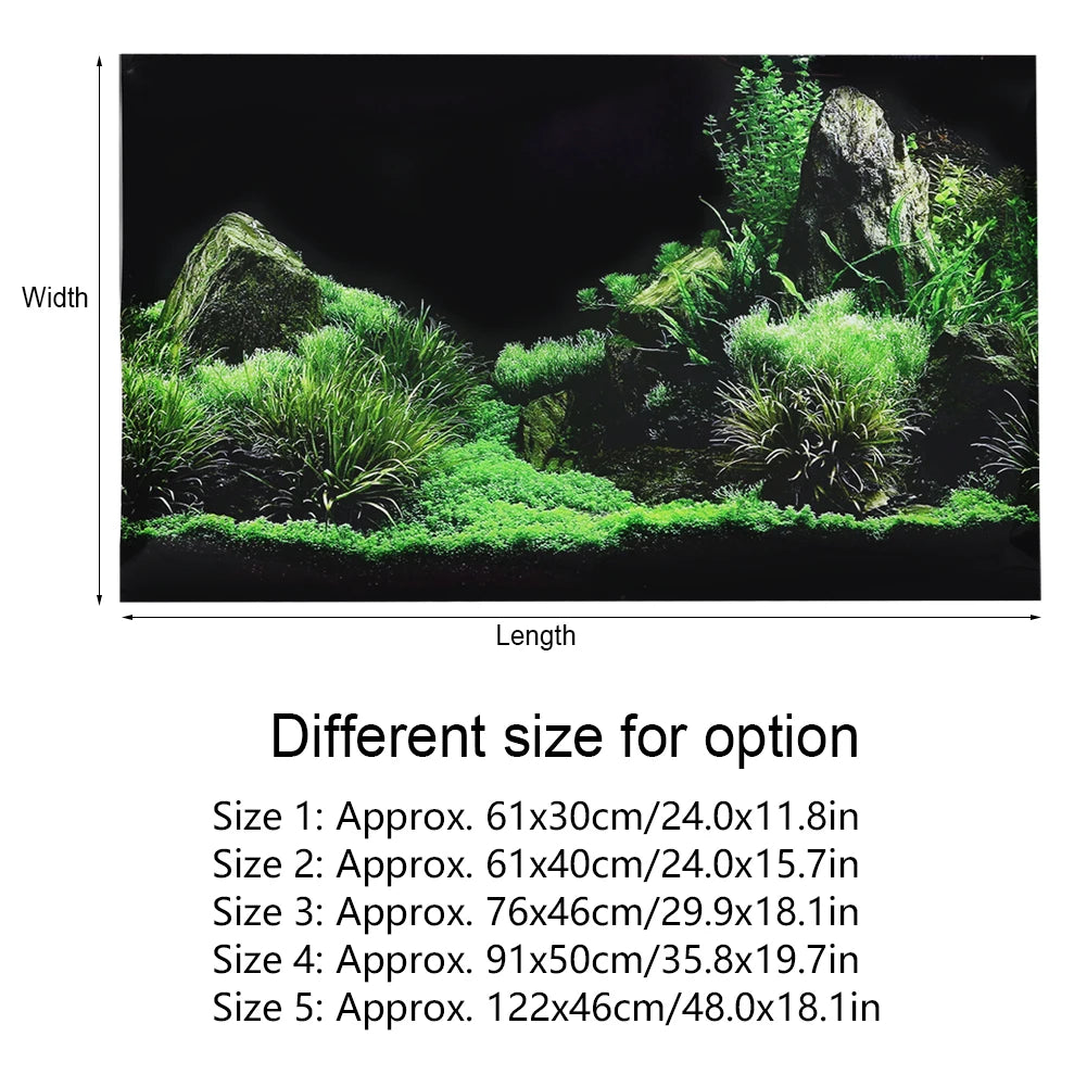 Aquarium Background PVC Sticker – Seafloor & Water Grass Fish Tank Decal, Multiple Sizes (61 x 30 - 122 x 46 cm | 24 x 11.8 - 48 x 18.1 in)