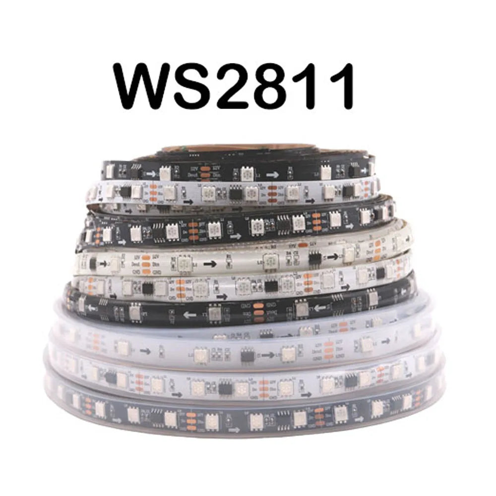 5050 RGBIC Individually Addressable LED Strip — 30/60/144 LEDs per Meter, DC 5V/12V, IP30/IP65/IP67 Waterproof Options