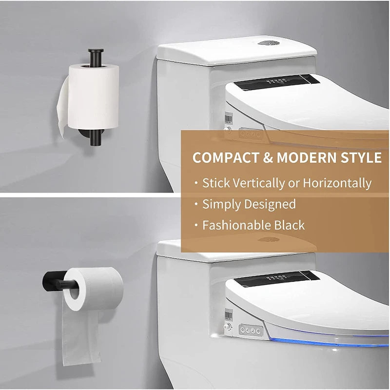 No-Drill Adhesive Toilet Paper Holder - Stainless Steel Wall-Mount Bathroom & Kitchen Roll and Towel Rack