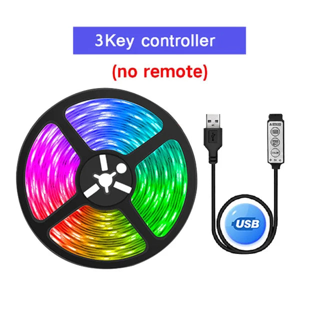 USB RGB LED Strip Lights 5050 SMD — Flexible TV Backlight, Music Sync, App & Remote Control (1–15m / 3.3–49.2ft)