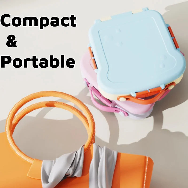 Bento Lunch Box Set • Leakproof BPA-Free Meal Container with Spice Cup & Utensils, Portable Handle for School Travel & BBQ