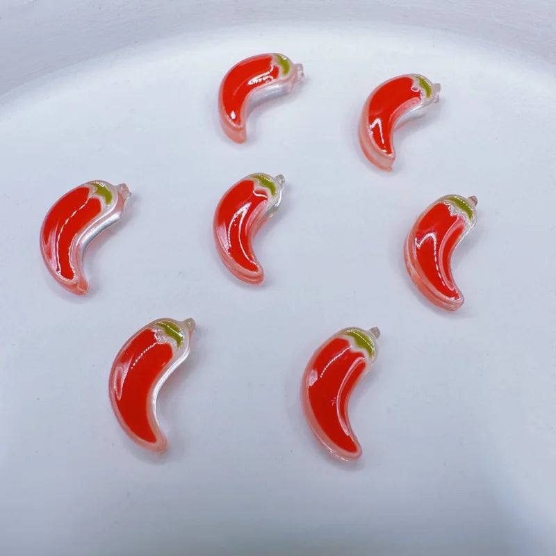 20-Pack 3D Mini Red Cherry Nail Charms Resin Nail Art Decorations for DIY Manicure