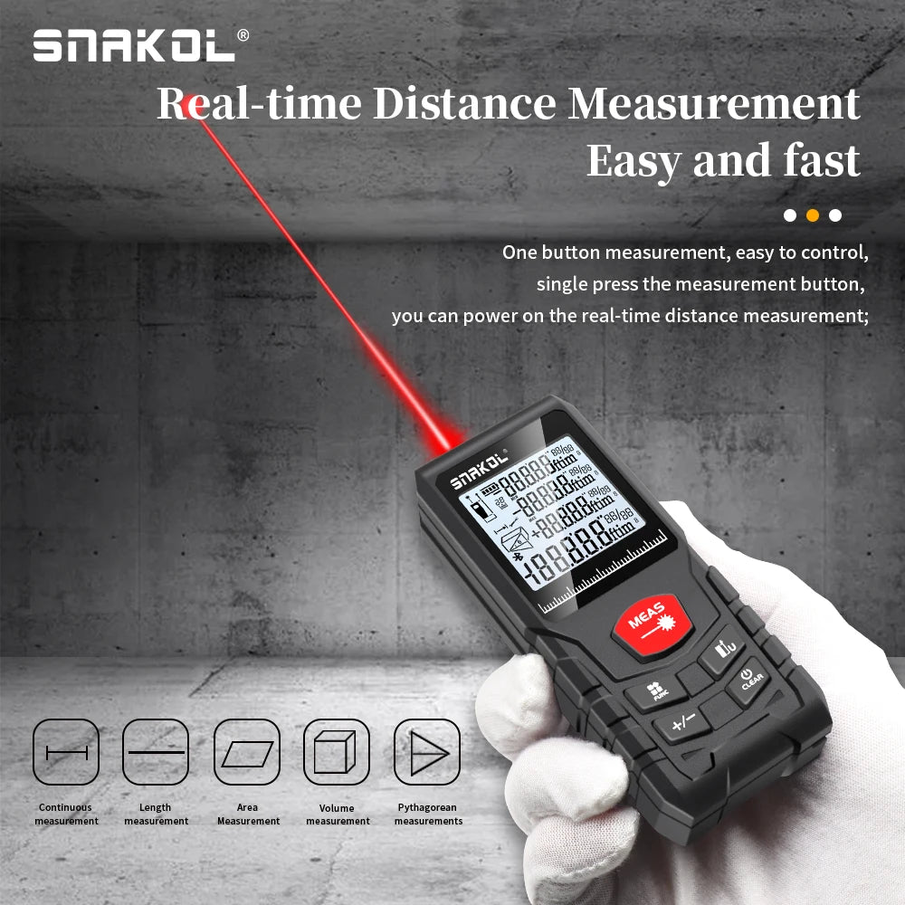 Digital Laser Distance Meter Rangefinder – Professional Laser Tape Measure 50m/70m/100m/120m (0.16–394 ft)
