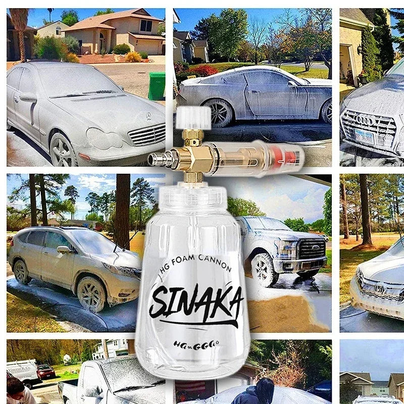 Adjustable Snow Foam Lance Foam Cannon 1L (32 oz) Car Washer Foam Generator – Universal Adapters M22 & 1/4" Quick Plug, 70–280 bar (1,000–4,000 PSI)