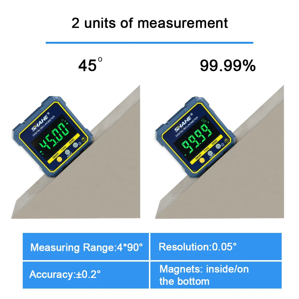 Digital Magnetic Angle Gauge Inclinometer Protractor with Backlight Angle Finder Level Cube