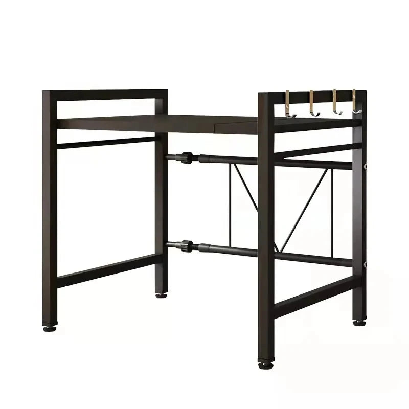 Adjustable Over-Microwave Shelf - Free-Standing Metal Kitchen Storage Rack & Detachable Spice Organizer