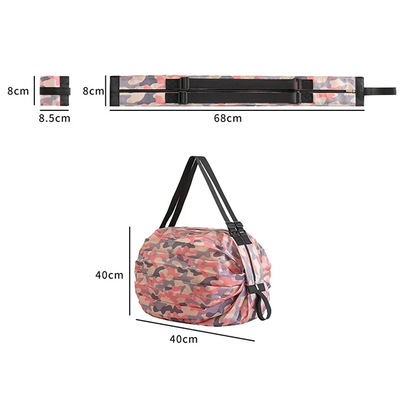 Foldable Waterproof Reusable Shopping & Travel Tote – Compact 3.1×3.3 in Folded / 15.7×15.7 in Unfolded (40×40 cm) – Large Capacity