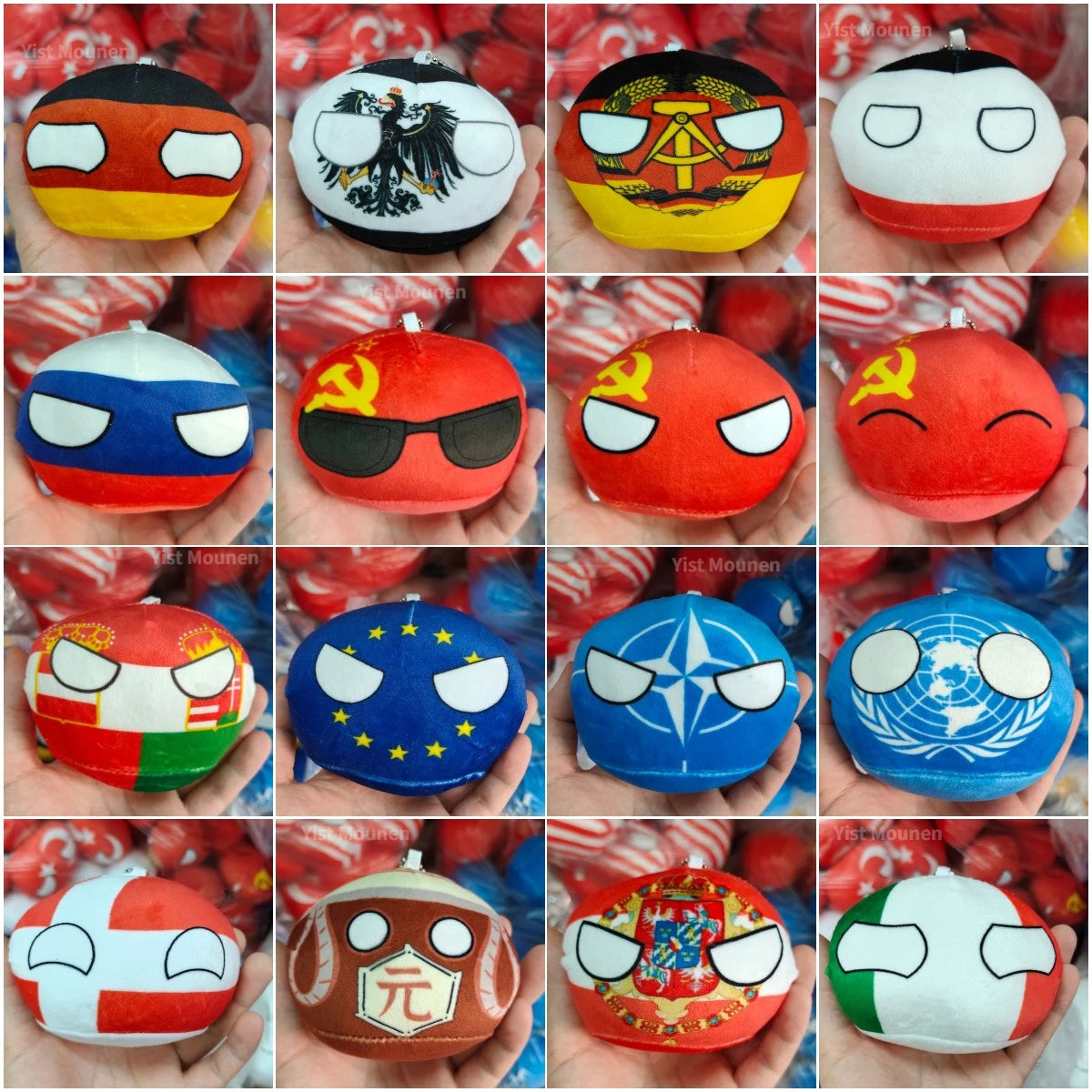 Polandball Countryball Plush Keychain 10 cm (3.9 in) 70 Designs Country Ball Pendant Stuffed Toy for Kids