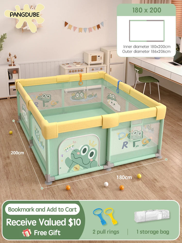 Panda Baby Playpen Kids Play Fence & Activity Gym — 4 Sizes (59×70, 59×78, 70×78, 78×78 in | 150×178–198×198 cm)