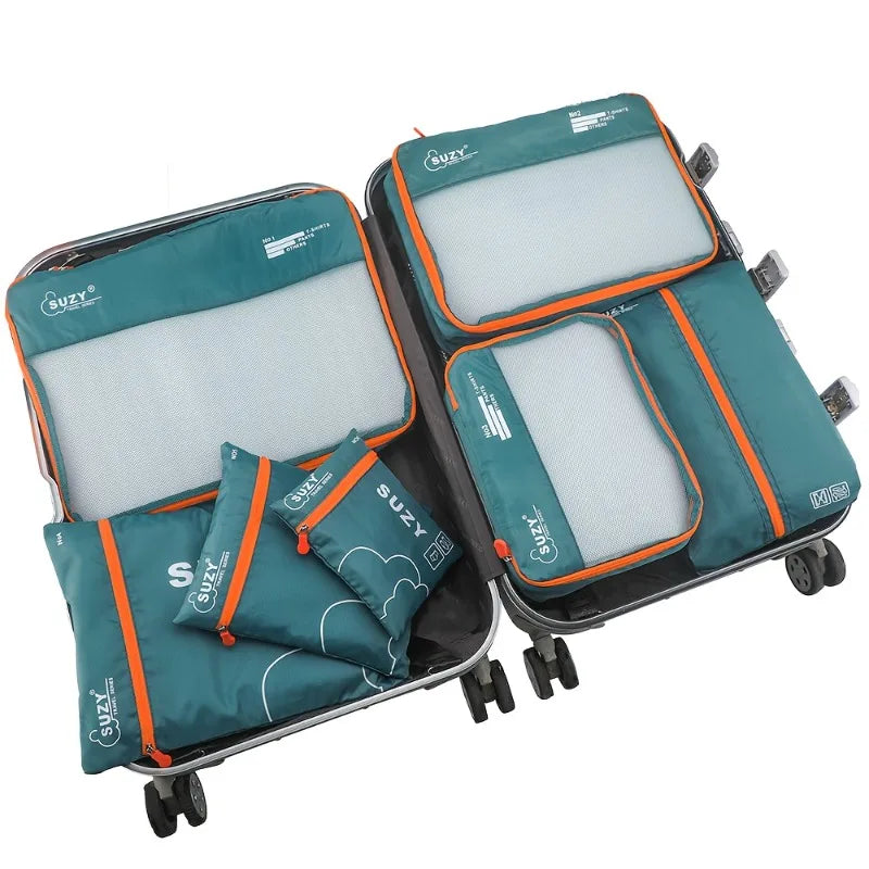 7-Piece Mesh Packing Cubes Set – Breathable Luggage Organizer Bags for Suitcases & Family Travel