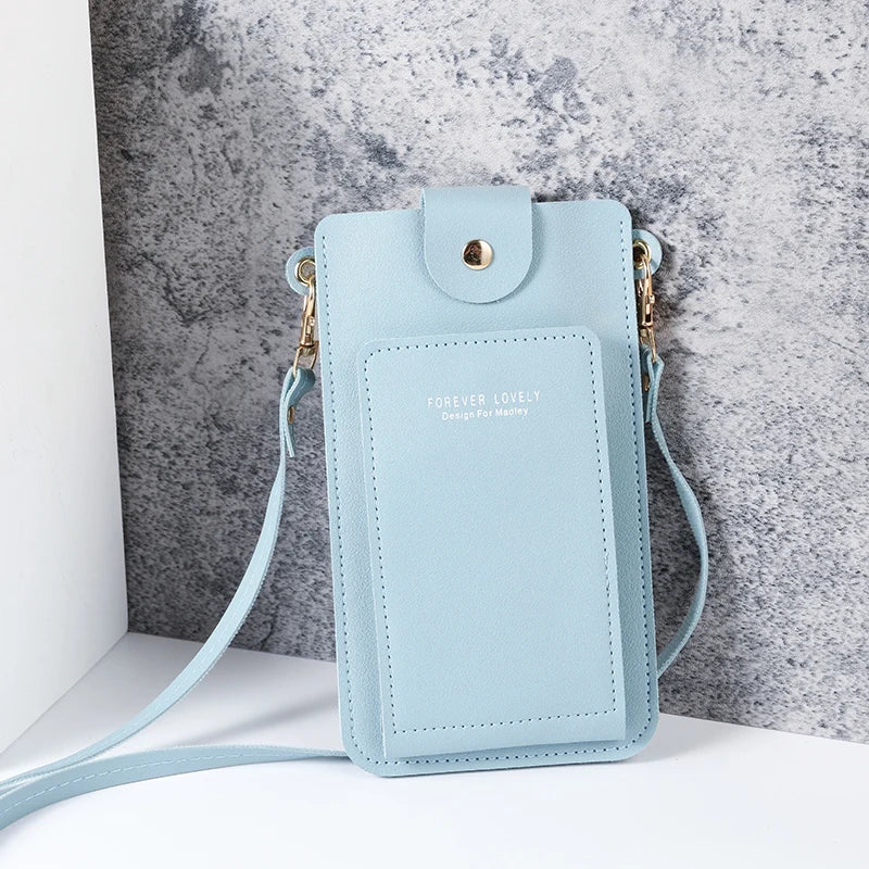 Solid Color Minimalist Shoulder Crossbody Phone Bag – Women's Card & Driver's License Wallet