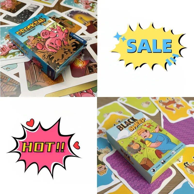 3-Pack Party Card Games – Chicken Chiu Chiu, Drecksau & Piou Piou | Family Kids Card Game Gift