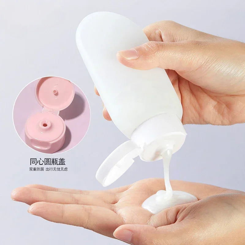 Refillable Silicone Travel Bottle Set - 30ml (1oz) & 60ml (2oz) Soft Squeeze Shampoo Lotion Containers Portable Travel Kit