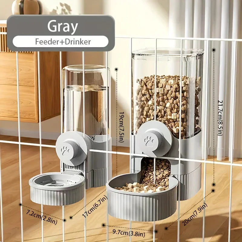 Hanging Gravity Automatic Pet Feeder & Waterer for Cats and Small Dogs - 1000 g (2.2 lb / 35.3 oz) Capacity with Bowl for Cages