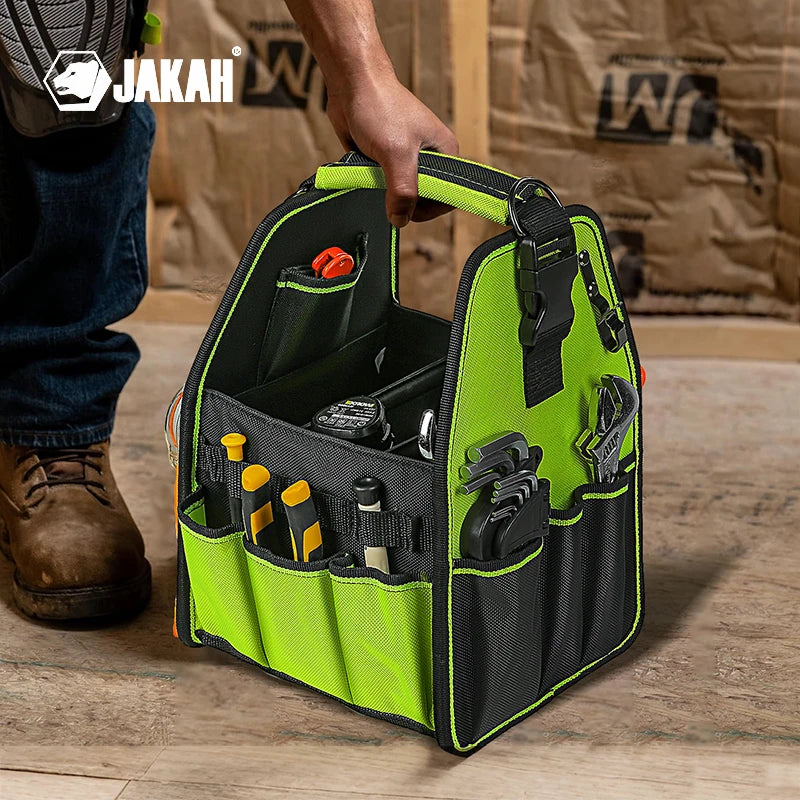 Open-Top Tool Tote Bag with Adjustable Straps and Waterproof Base – Heavy-Duty Tool Organizer