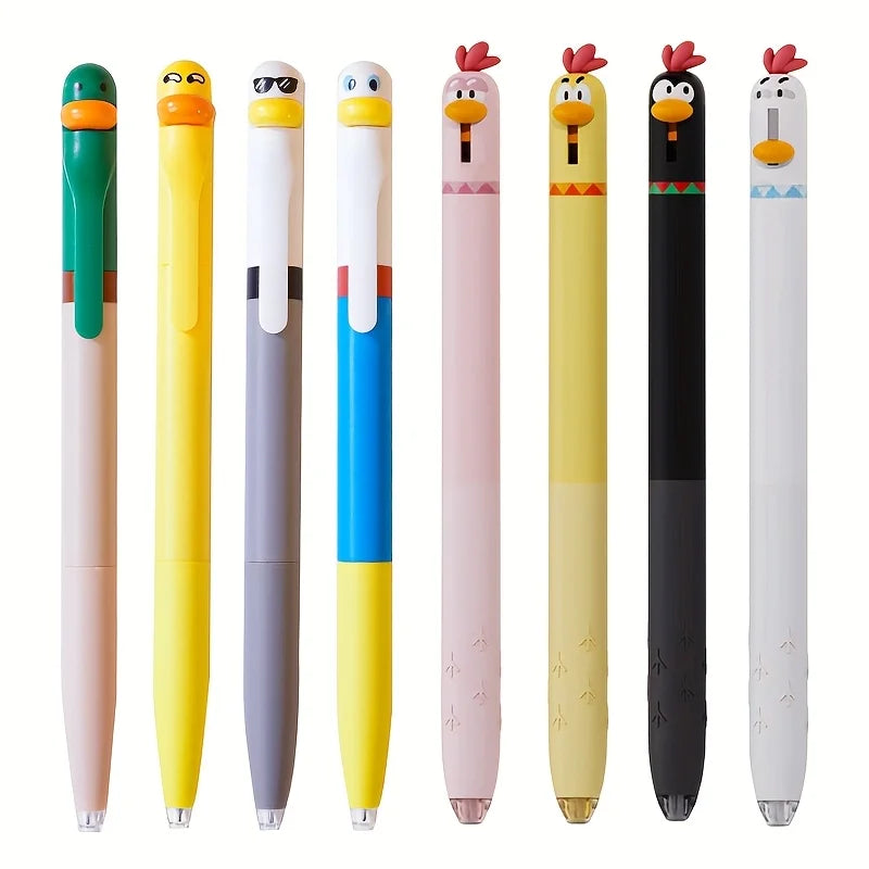 4-Pack Cute Chicken Rotating Ballpoint Pens 0.5mm Black Ink Novelty Press-Top Smooth Writing