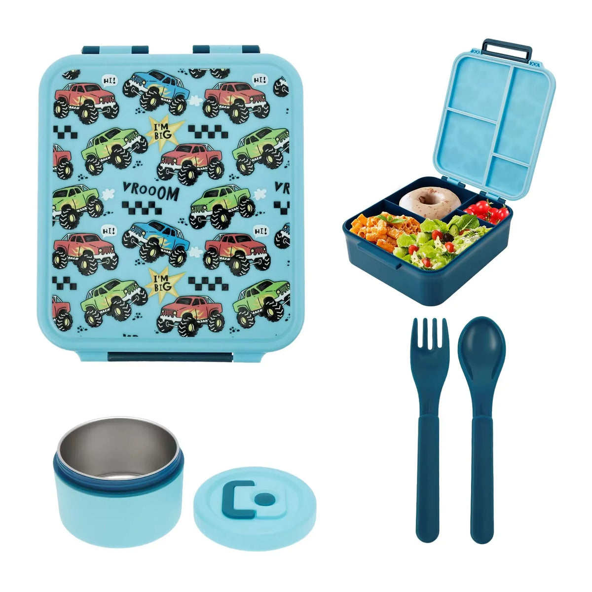 1700ml Leakproof Bento Lunch Box with 300ml Stainless Steel Soup Jar — Microwave-Safe Lunch Box for Office & School