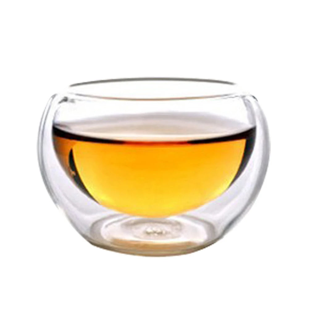 50 ml (1.7 fl oz) Double Wall Glass Tea & Coffee Cups - 6-Piece Heat-Resistant Handle Borosilicate Mug Set