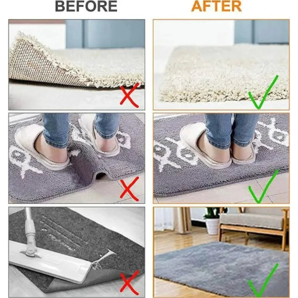 Carpet Non-Slip Corner Grippers 8/16-Pack Reusable Washable Anti-Curling Rug Tape Pads