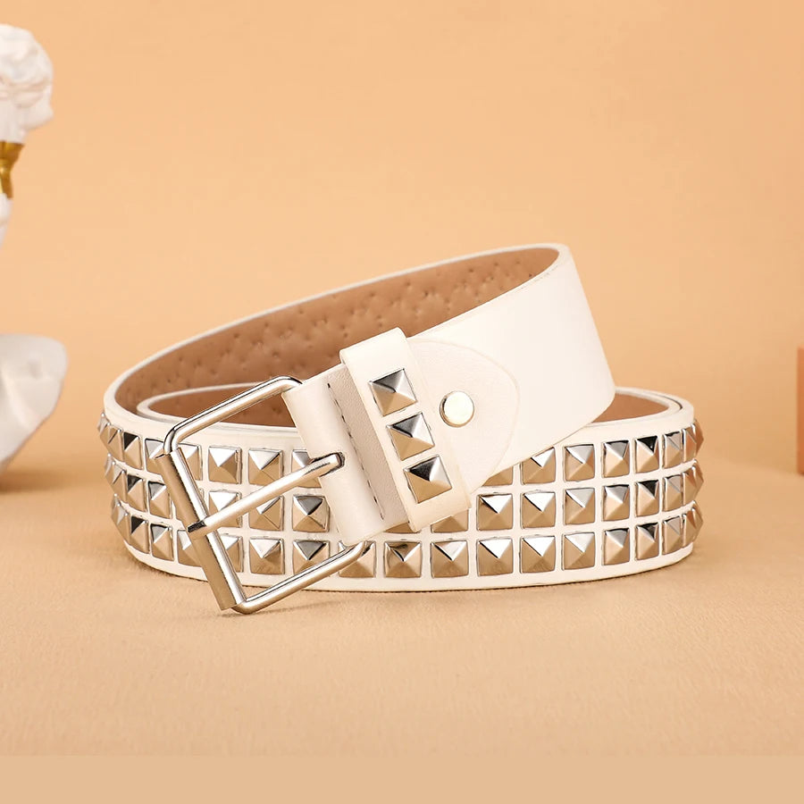 Rivet Stud Heavy Metal Punk Belt for Men & Women, Y2K Rock Jeans Belt (1.5 in / 3.8 cm)