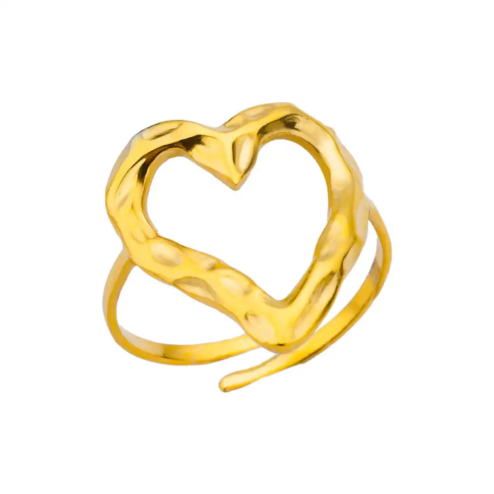 316L Stainless Steel Gold-Tone Women's Ring – Hypoallergenic Classic Tension-Set Wedding & Couple Ring