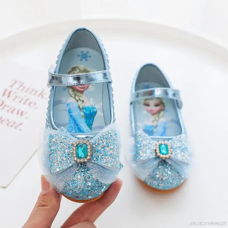 Girls Princess Crystal Flower Soft-Bottom Baby Shoes - PU Leather Flat Toddler Shoes