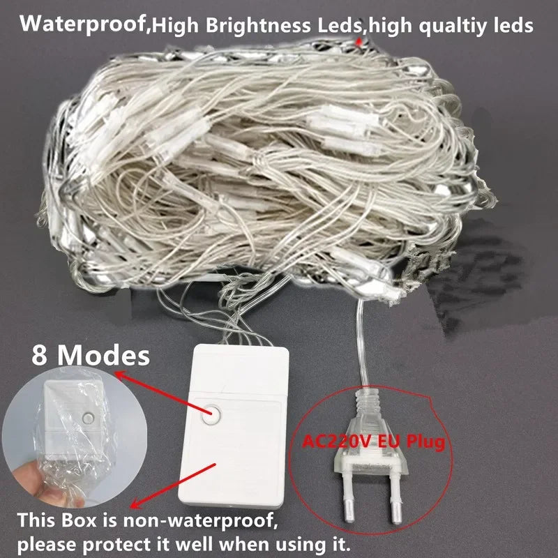 LED Curtain Icicle String Lights 5M (16.4 ft) x 0.4–0.6M (15.7–23.6 in) 96 LED Waterfall Festoon, Outdoor Christmas Garden & Eaves Decor