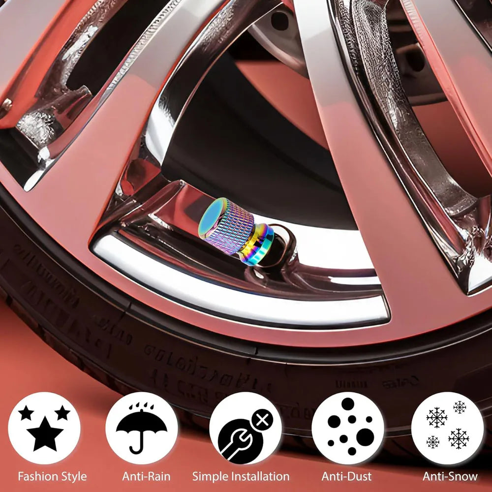 Aluminum Tire Valve Stem Caps 16 x 12mm (0.63 x 0.47 in) Universal 8mm Thread - Metal Valve Caps for Car Bike SUV Truck