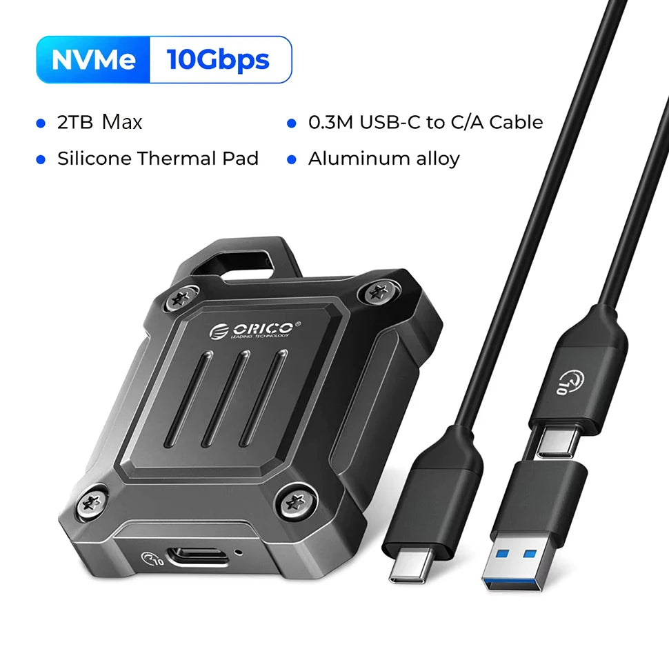 Portable M.2 2230 NVMe SSD Enclosure USB-C 10Gbps (USB 3.2 Gen 2) External M.2 Case for PC, Laptop