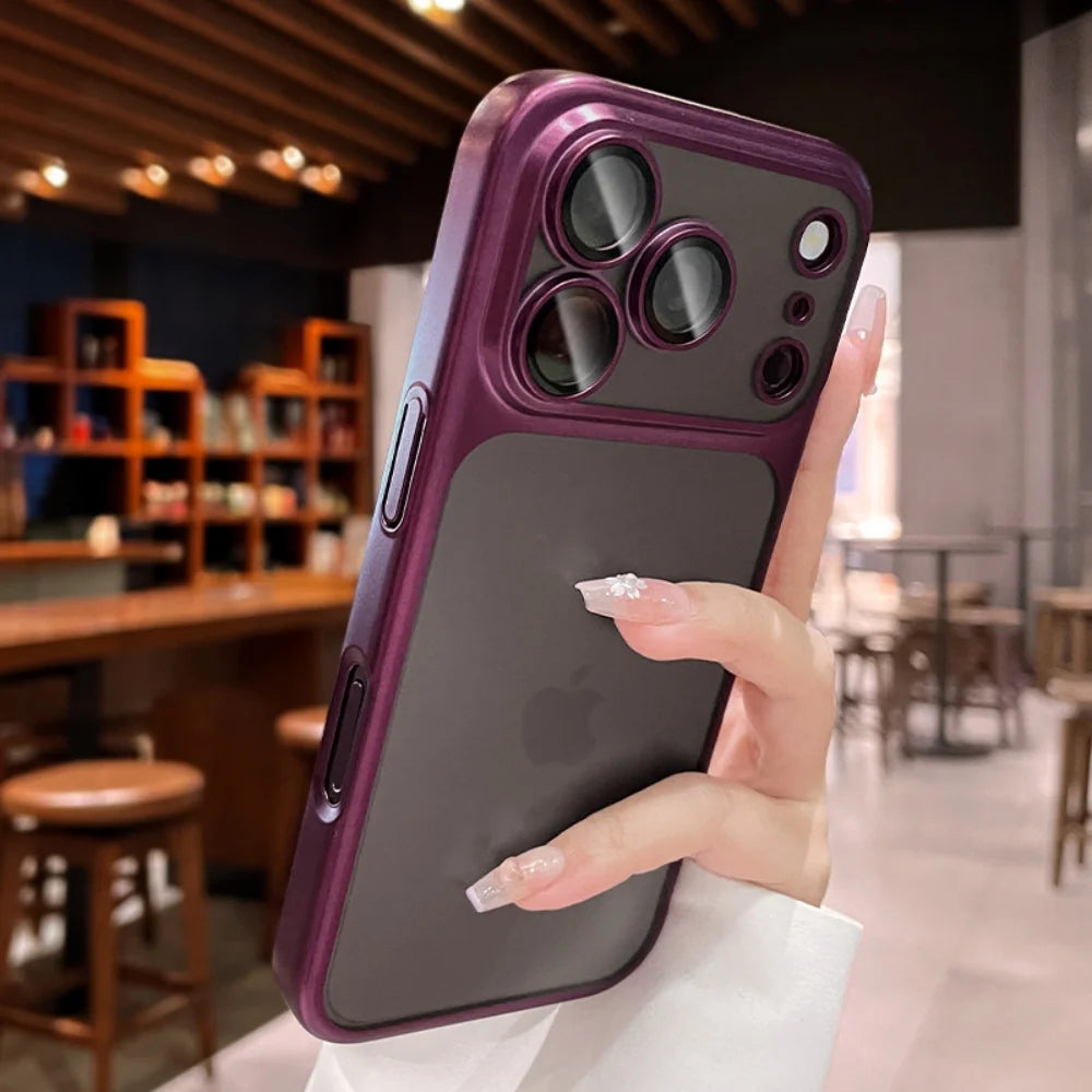 Matte Transparent Slim Shockproof Phone Case with Glass Camera Protection - Magnetic MagSafe Clear Hard PC Bumper