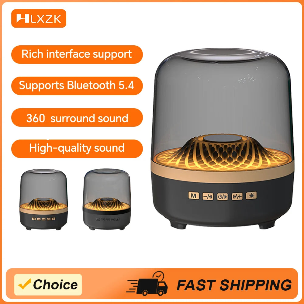 Portable Bluetooth 5.3 Speaker — Hi‑Fi Deep Bass with LED Ambient Light, USB/TF/AUX for Android & iOS