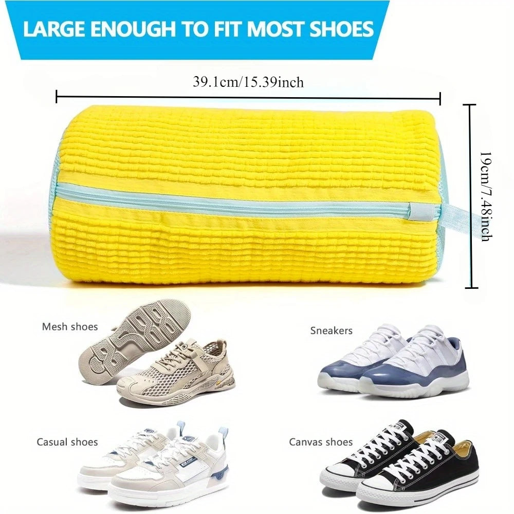 Shoe Washing Machine Bag for Sneakers & Casual Shoes Yellow with Blue Zipper