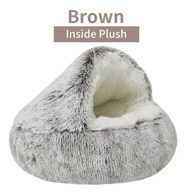 Plush Round Pet Bed 2-in-1 Removable Cover for Cats & Small Dogs – 40 cm (15.7 in), 50 cm (19.7 in)