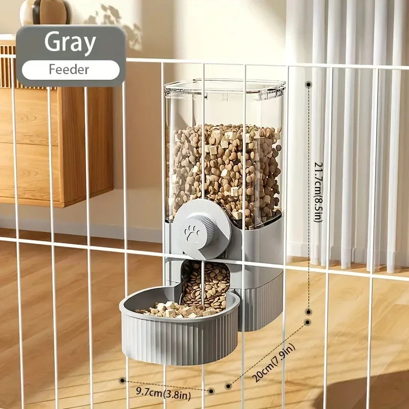 Hanging Gravity Automatic Pet Feeder & Waterer for Cats and Small Dogs - 1000 g (2.2 lb / 35.3 oz) Capacity with Bowl for Cages