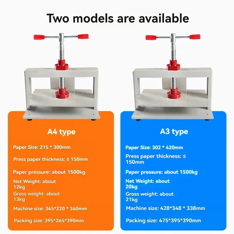 Manual A4 Flattening & Paper Pressing Machine for Book Block, Cardboard and Voucher Binding