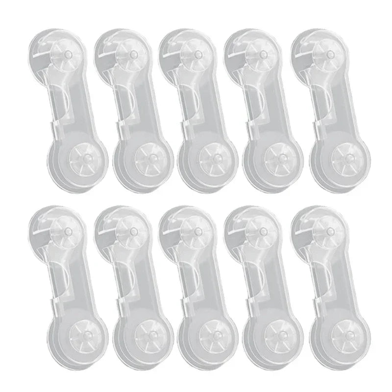 Baby Cabinet Safety Locks 3/5/7-Pack – Adhesive No-Drill Transparent Childproof Drawer & Refrigerator Lock