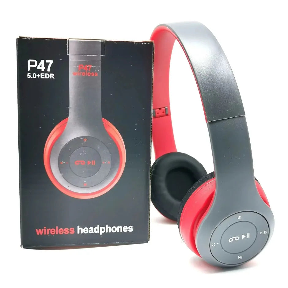 Bluetooth 5.0 Wireless Headphones with Microphone - Foldable Over-Ear Stereo Headset, HiFi Bass for Smartphone, TV & Gaming