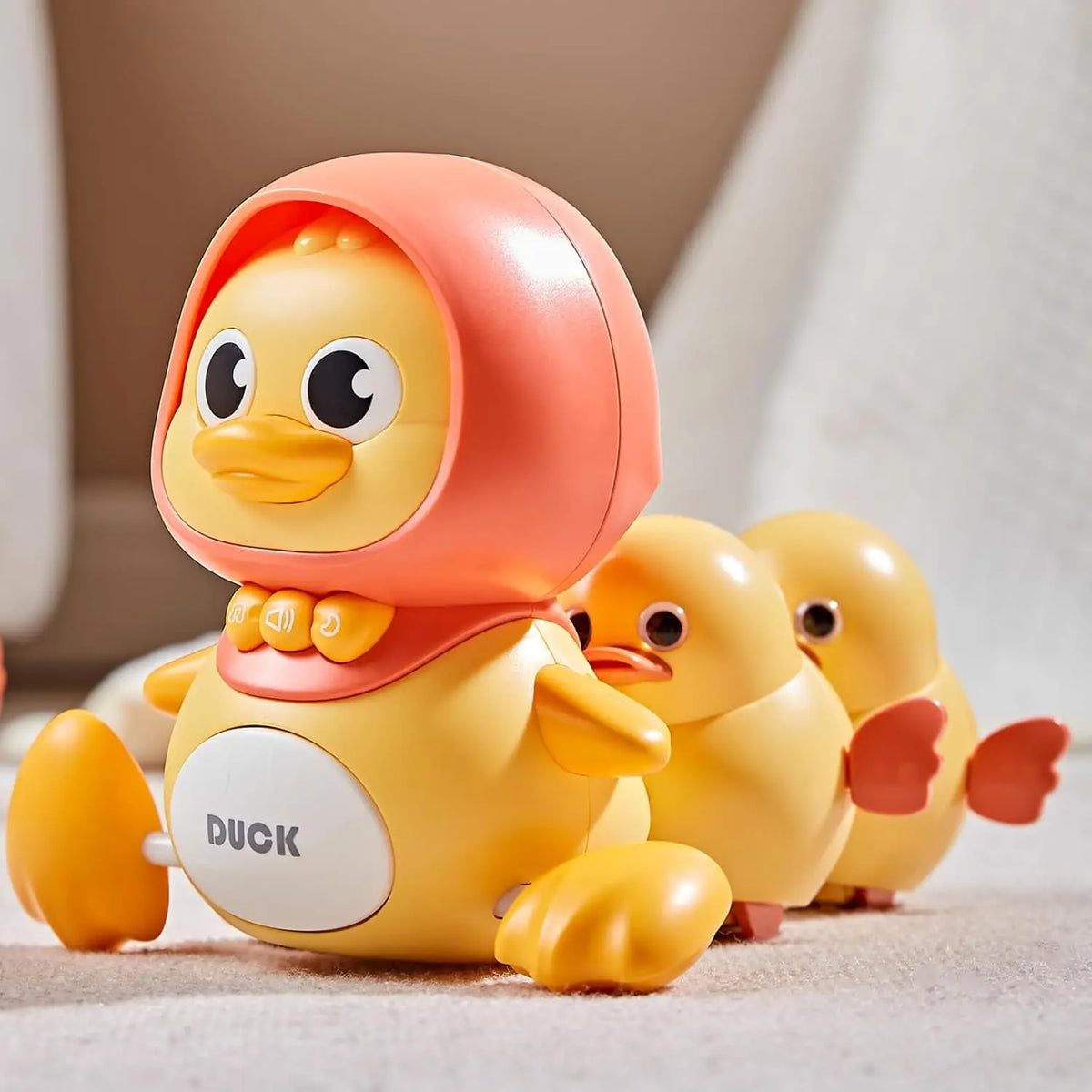 Baby Crawling Toys 3-Piece Duck Set - Infant & Toddler Interactive Moving, Walking & Dancing Toy with Lights for Tummy Time & Development