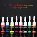 8-Color Fluorescent Tattoo Ink Kit - Non-Toxic UV Glow Body Art Ink for Blacklight Tattoos