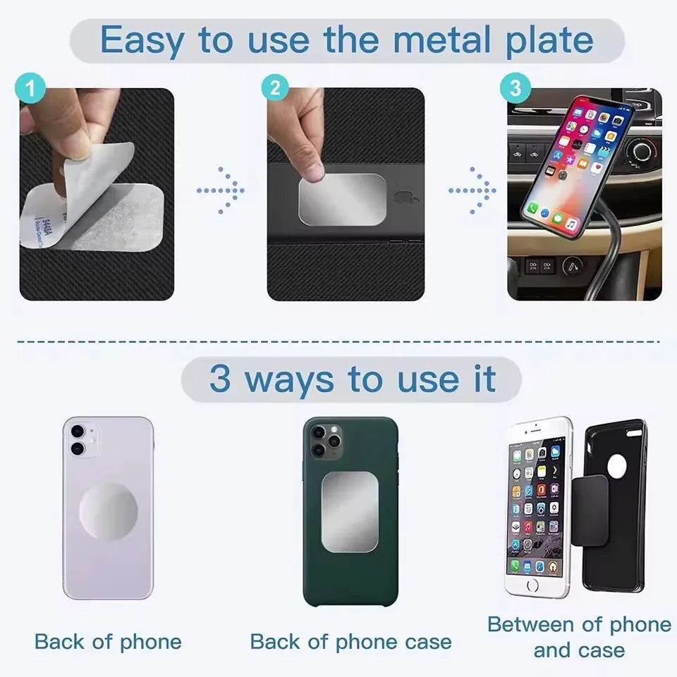 Thin Magnetic Metal Plate for Car Phone Holder – Universal Iron Disk Sticker for Phone & Tablet