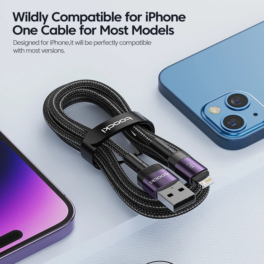 USB-A to Lightning Fast Charging Cable for iPhone & iPad — 2.4A Aluminum Alloy Data Sync Cord