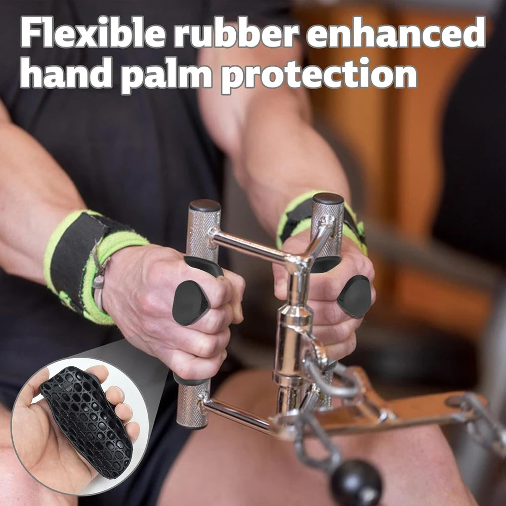 Anti-Slip Weight Lifting Grips — Ergonomic Fingerless Rubber Hand Protectors for Pull-Ups & Strength Training (Unisex)