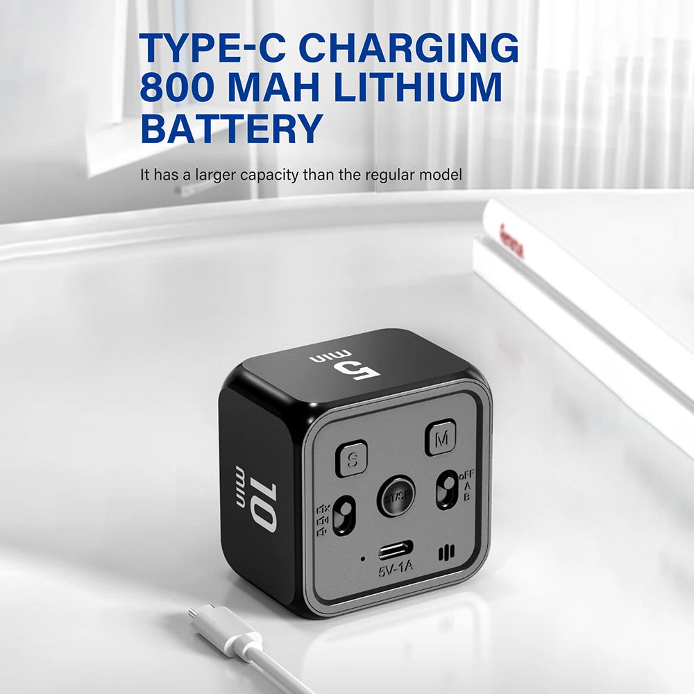 Flip Cube Timer Gravity Sensor LED Display - 4 Preset USB Rechargeable Mini Timer for Cooking and Study