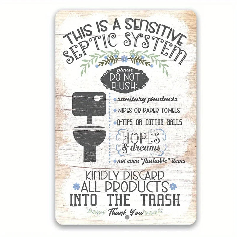 Funny Restroom Metal Tin Sign - Sarcastic Bathroom Wall Decor (12x8 in / 30x20 cm, 16x12 in / 40x30 cm)