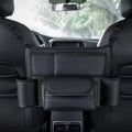 Leather Car Seat Middle Hanger Organizer – Large Capacity Between-Seats Handbag Holder with Tissue & Cup Pockets