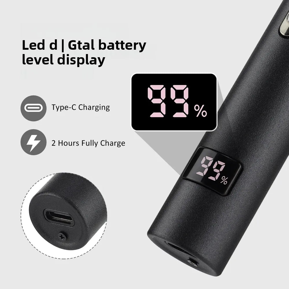 3-in-1 Rechargeable Nose Ear Eyebrow Trimmer for Men — USB Type-C, Digital Battery Display, 360° Rotary Painless Groomer